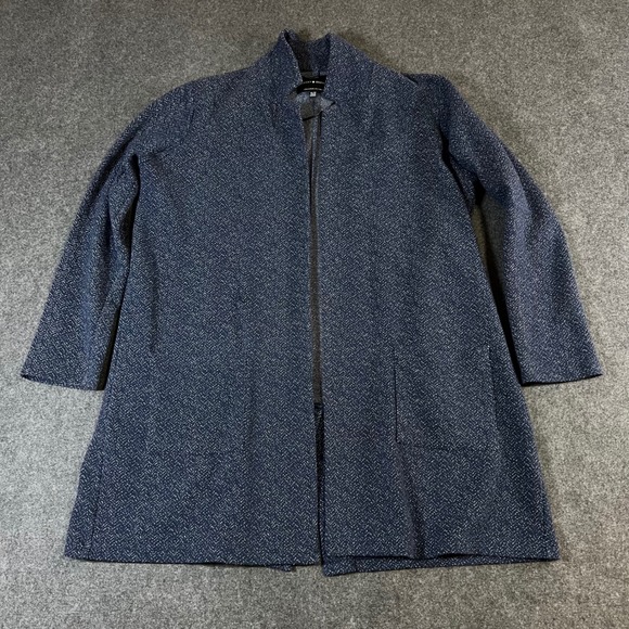 Lucky Brand Sweaters - Lucky Brand Navy Blue White Herringbone Open Front Cardigan Jacket XL